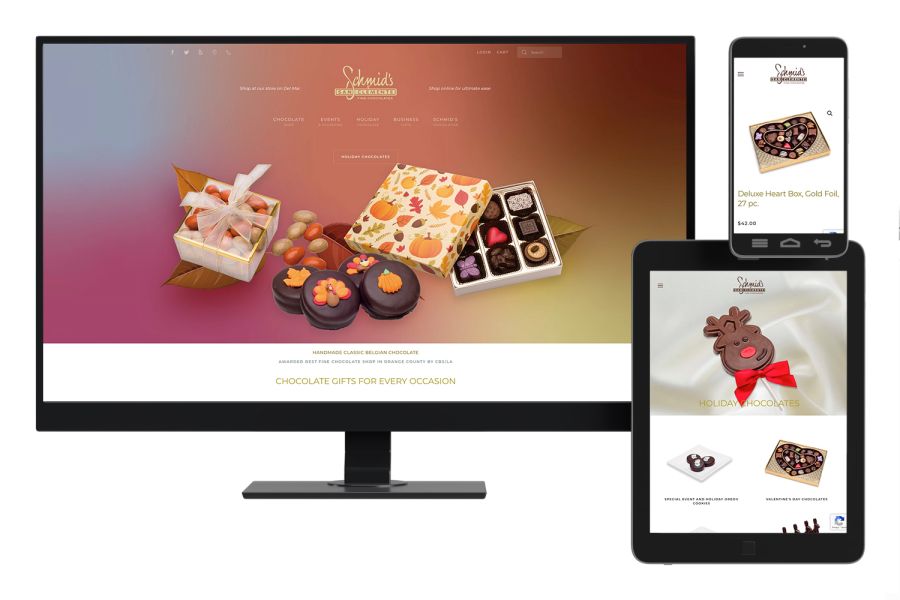 Schmid's of San Clemente Fine Chocolate, Retail Shop, E-commerce Website